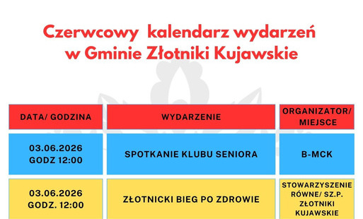Zdjęcie do Czerwcowy kalendarz wydarzeń w Gminie Złotniki Kujawskie