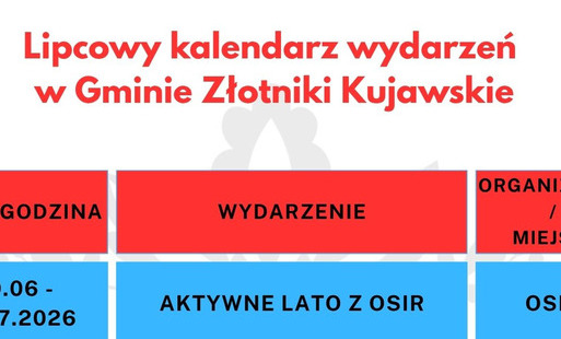 Zdjęcie do Lipcowy kalendarz wydarzeń w Gminie Złotniki Kujawskie