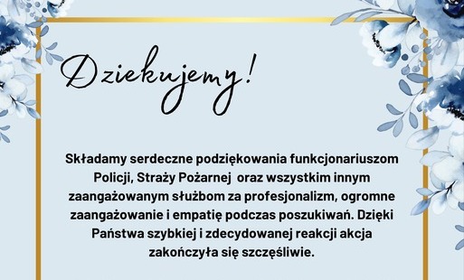 Zdjęcie do Podziękowania za pomoc w akcji poszukiwawczej