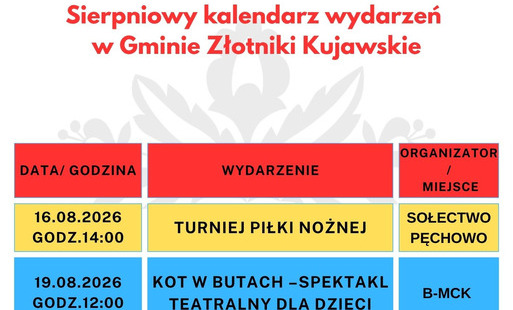 Zdjęcie do Kalendarz wydarzeń sierpień 2026