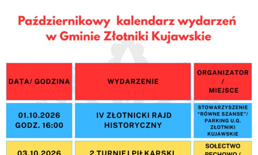 Zdjęcie do Październikowy kalendarz wydarzeń w gminie Złotniki Kujawskie
