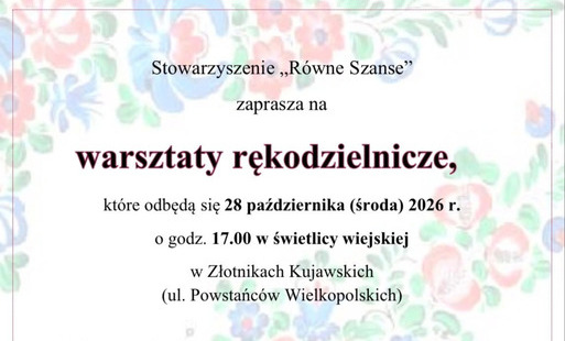 Zdjęcie do Stowarzyszenie R&oacute;wne Szanse zaprasza na warsztay rękodzielnicze.